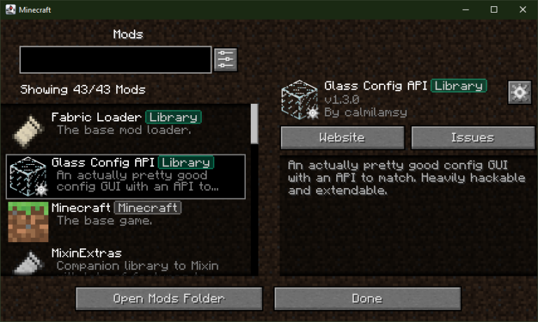 Скриншот Glass Config API: 3