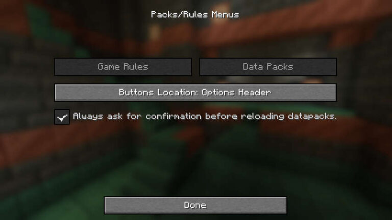 Скриншот Datapack/Gamerule Menus: 3