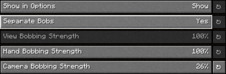 Скриншот View Bobbing Options: 1