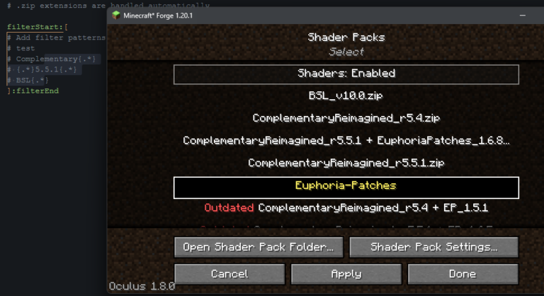 Скриншот Iris/Oculus Shader Folder: 6