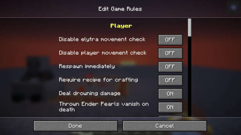 Скриншот Datapack/Gamerule Menus: 6